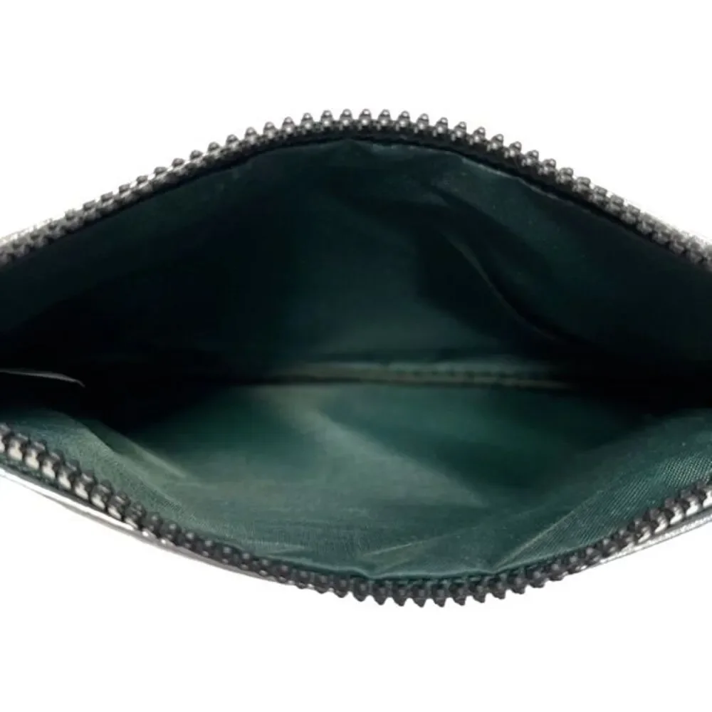 IPSY Metallic Silver Cosmetics Bag Travel Textured Minimalist Zip Close 7.5